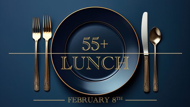 Elegant blue plate with knife and fork on blue background - crea